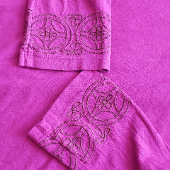 Flawed Johnny Was Magenta Floral Embroidered Long Sleeve Tunic Top Size Small - Picture 5 of 8